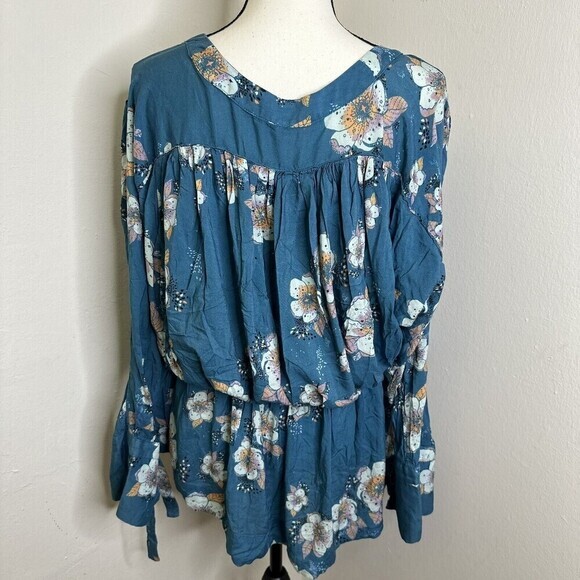 Free People Tuscan Dreams Tunic‎ Dress Turquoise Blue Boho Size XS - Picture 7 of 10